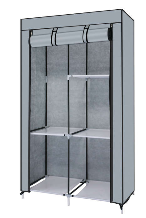 Hazlo Portable DIY Clothes Storage Wardrobe Closet with Hanging Rail