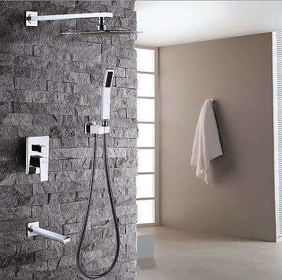 Nevenoe Rainfall Concealed Shower Set with Handheld Shower Head and Spout