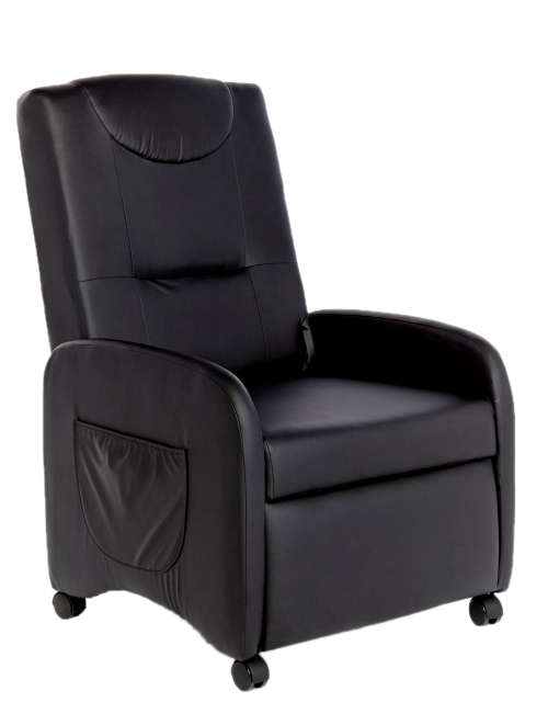 Fold Back Recliner Couch Sofa Chair - 1 Seater (Faux Leather) - Black  [SECOND HAND]