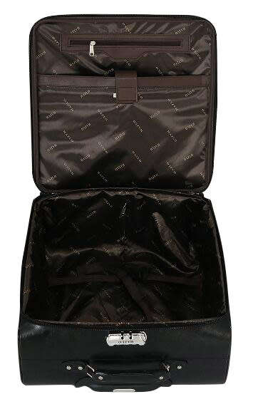Faux Leather Trolley Travel Cabin Laptop Briefcase Luggage Bag - Black