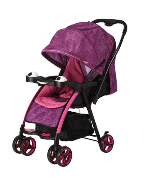Reversible Handle Baby Stroller Pram with Lift Up Foot Rest - Purple [Second hand]