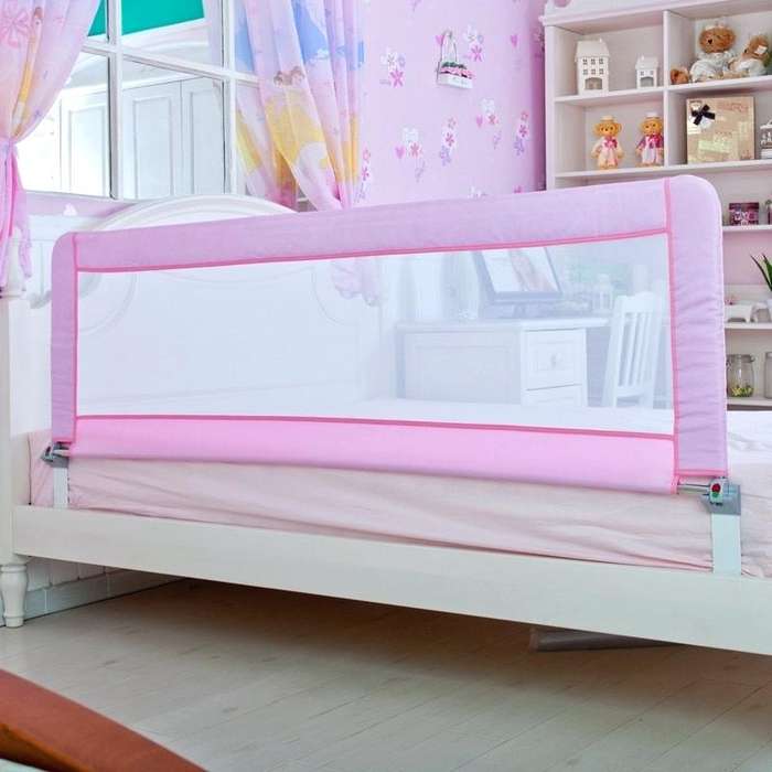 Kids Safety Swing Down Bed Guard Rail 1.5 Meter - Pink