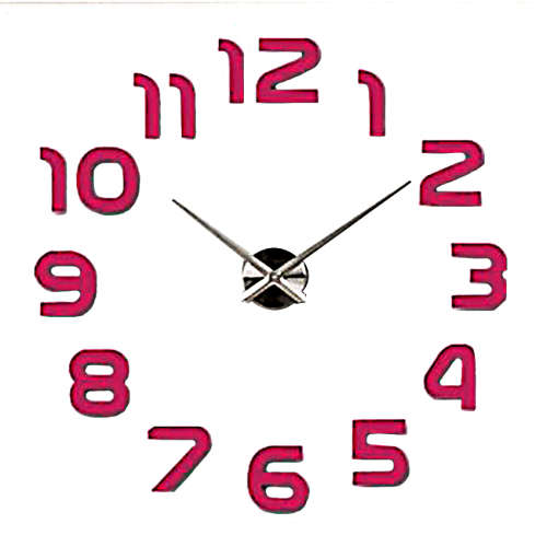 Modern DIY Large 3D Wall Clock (Home Decor) RED [SECOND HAND ]