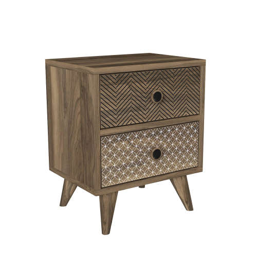 Hazlo Linda Nightstand Nightstand Side Table Pedestal With Three Drawers - Walnut