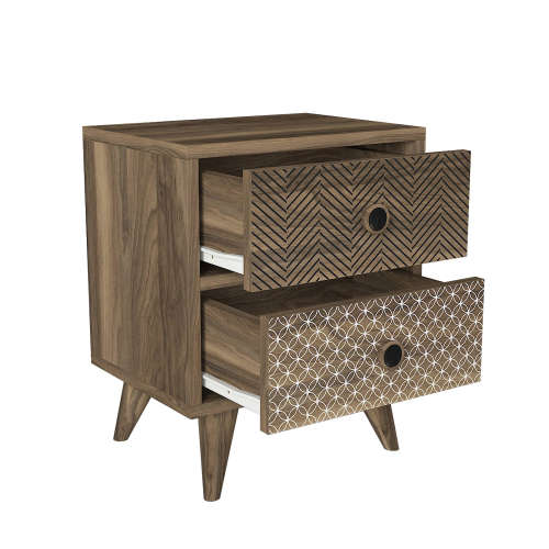 Hazlo Linda Nightstand Nightstand Side Table Pedestal With Three Drawers - Walnut
