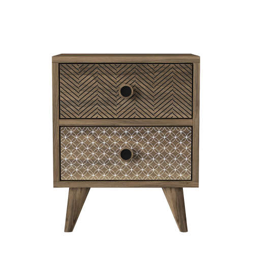 Hazlo Linda Nightstand Nightstand Side Table Pedestal With Three Drawers - Walnut