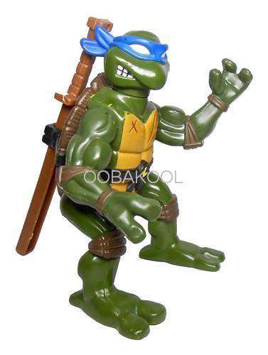 TEENAGE MUTANT NINJA TURTLES / LEONARDO BACK FLIPPING / 1993 / VINTAGE 11cm OobaKool Action Figure
