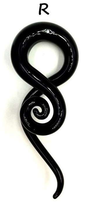 Black Pyrex Glass Ear Spiral Taper (right ear) 7,5mm