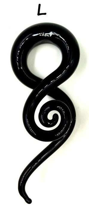 Black Pyrex Glass Ear Spiral Taper (left ear) 7,5mm