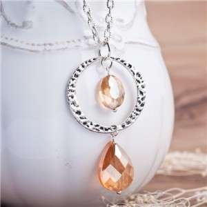 Silver Necklace with Orange Beads