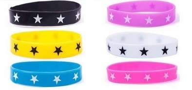 White Star Silicone Rubber Armband Wristband - Purple