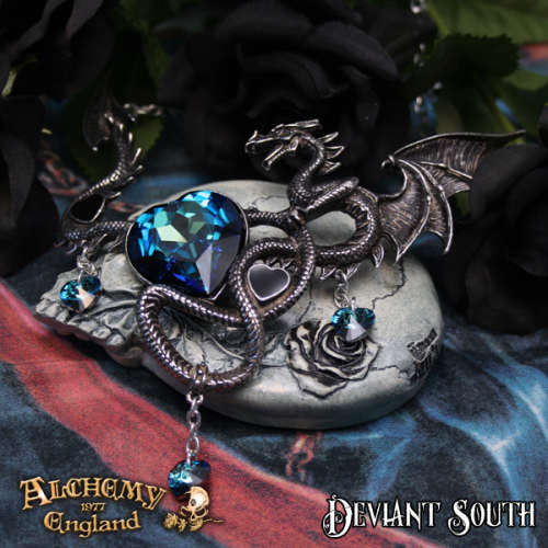 LAST CHANCE - DISCONTINUED - Alchemy Gothic P772 Draig O Gariad pewter swarovski pendant necklace