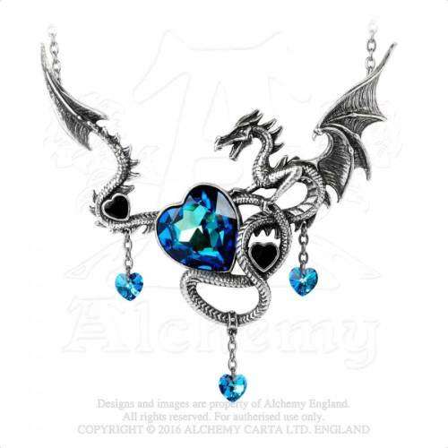 LAST CHANCE - DISCONTINUED - Alchemy Gothic P772 Draig O Gariad pewter swarovski pendant necklace