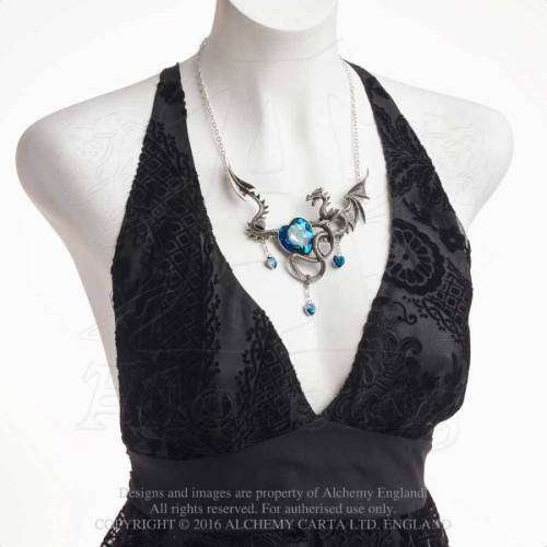 LAST CHANCE - DISCONTINUED - Alchemy Gothic P772 Draig O Gariad pewter swarovski pendant necklace