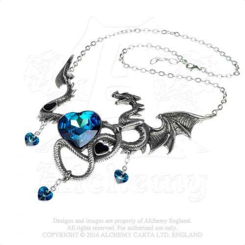 LAST CHANCE - DISCONTINUED - Alchemy Gothic P772 Draig O Gariad pewter swarovski pendant necklace