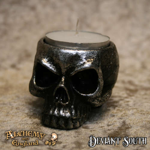 Alchemy Gothic V74 Skull Tea-Light Candle Holder (candle not included)