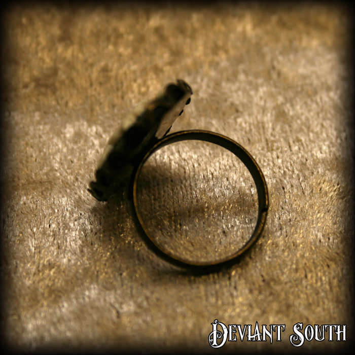 Deviant South Unicorn Cameo Bronze Adjustable Ring