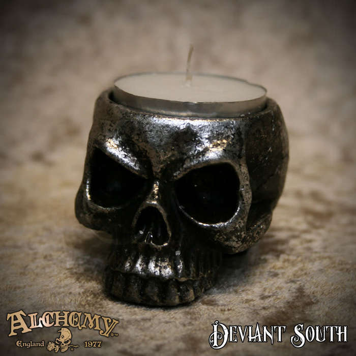 Alchemy Gothic V74 Skull Tea-Light Candle Holder (candle not included)