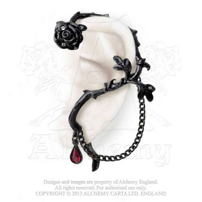 Last Chance! Alchemy Gothic E276 Rose of Passion Stud Ear-wrap (left)