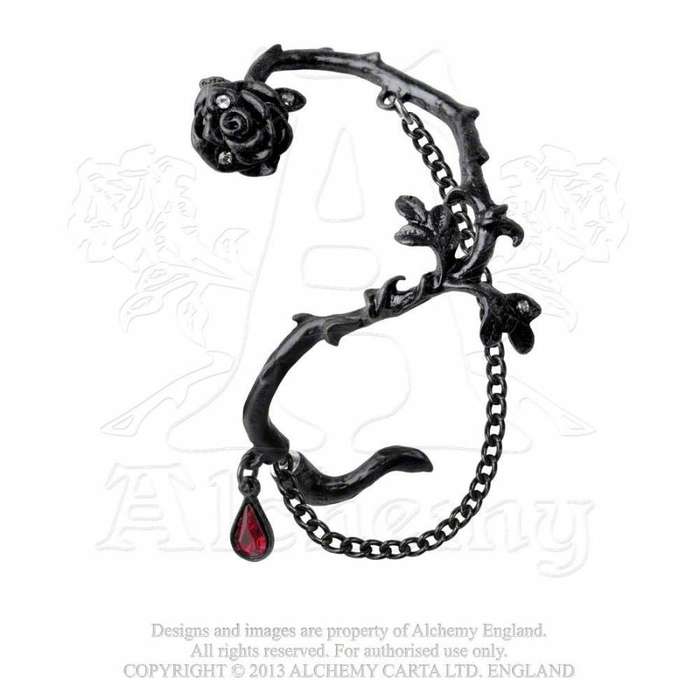 Last Chance! Alchemy Gothic E276 Rose of Passion Stud Ear-wrap (left)