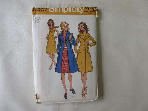 SIMPLICITY - PATTERN NO. 9867 - SIZE 12 - BUST 34-  FACTORY FOLDED - AS PER SCAN