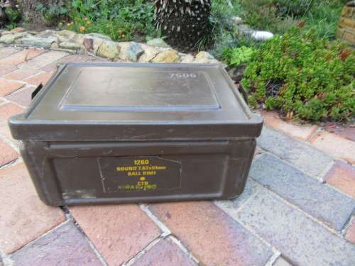 OLD METAL AMMUNITION BOX - 420 X 280 MM - 200 MM HIGH - AS PER SCAN
