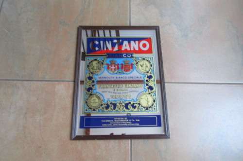 FRAMED BAR MIRROR - CINZANO BIANCO - 300 X 400 MM - AS PER SCAN
