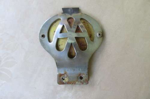 OLD AA METAL CAR BADGE - NO. B 01244 - AS PER SCAN