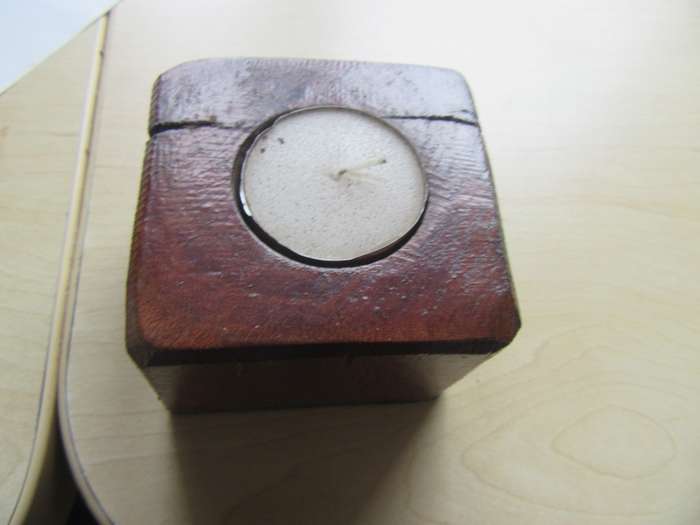 SINGLE WOODEN CANDLE HOLDER - APPR. 70 70 X 45MM - AS PER SCAN - MADE FROM RAILWAY SLEEPERS/R. TEAK