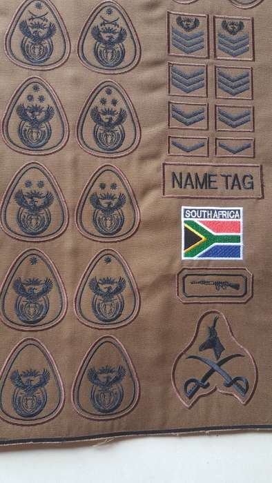 SADF SANDF embroided Nutria sample ranks and patches sheet very unique item to have