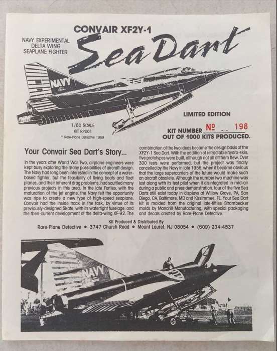 Rare Plane Model, Navy Experimental Delta Wing Seaplane Fighter - Convair XF2Y-1