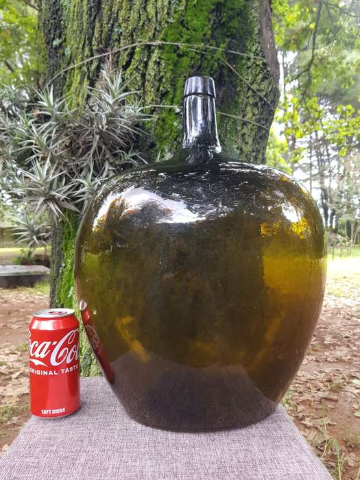 Large Antique Olive Green Glass Demijohn