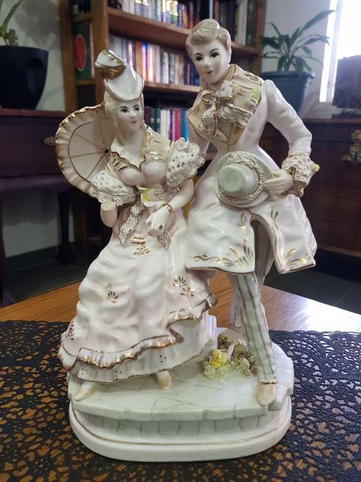 Antique Victorian Lady and Gentleman Porcelain