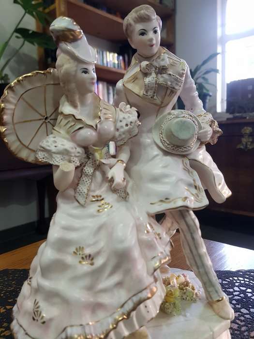 Antique Victorian Lady and Gentleman Porcelain