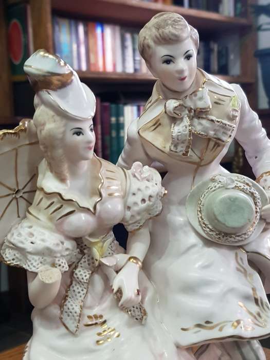 Antique Victorian Lady and Gentleman Porcelain
