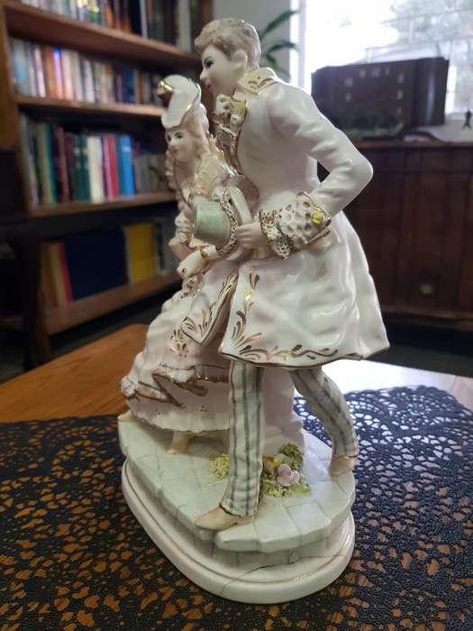 Antique Victorian Lady and Gentleman Porcelain