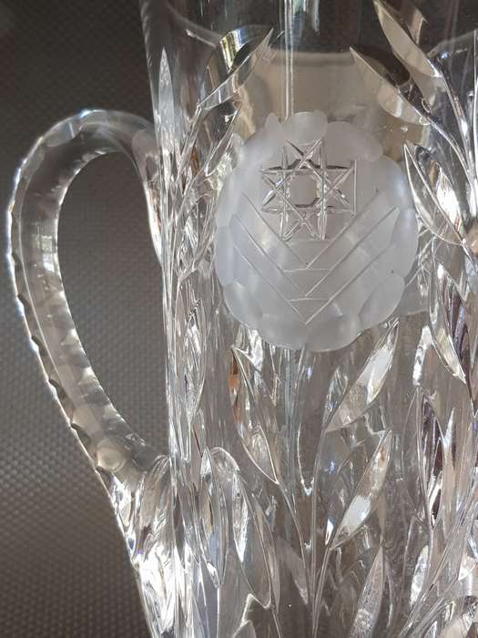 A Tall Rose-Cut Crystal Water Pitcher