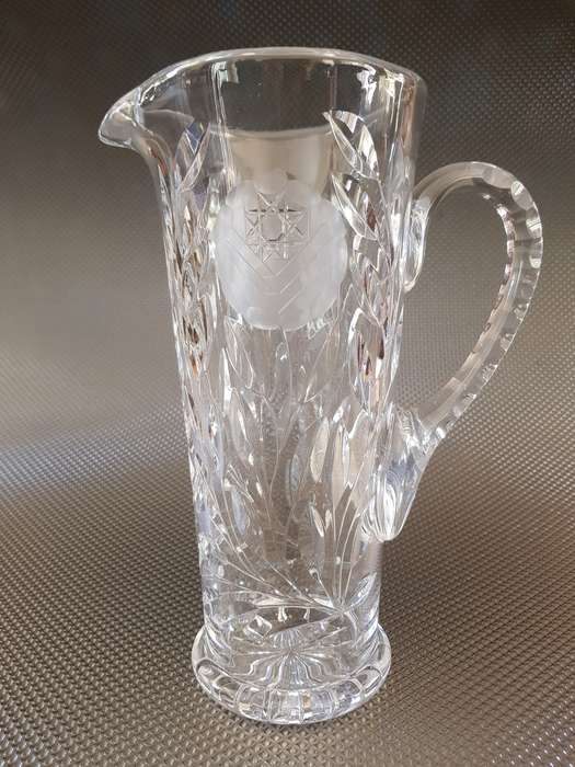 A Tall Rose-Cut Crystal Water Pitcher