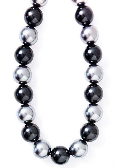Exquisite 20mm Grey and Hematite Synthetic Pearls