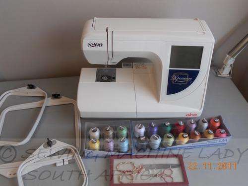 ELNA 8200 EMBROIDERY MACHINE + CARD + 3 HOOPS & THREAD