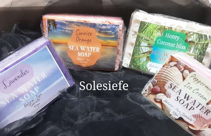 Set of 4 (four) Soaps - hand made - all Natural oils - No Preservatives - Sea Water Soap (Soleseife)