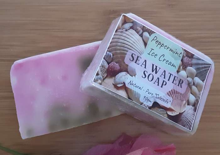 Set of 4 (four) Soaps - hand made - all Natural oils - No Preservatives - Sea Water Soap (Soleseife)