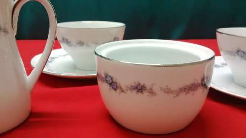 VINTAGE NORITAKE 3 TRIOS, SUGAR BOWL & MILK JUG - BARCAROLLE 6655 - refer to pictures for condition