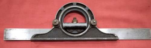 VINTAGE ENGINEERS COMBINATION SQUARE & PROTRECTOR - LIGHT MARKINGS - Please see pictures & read desc
