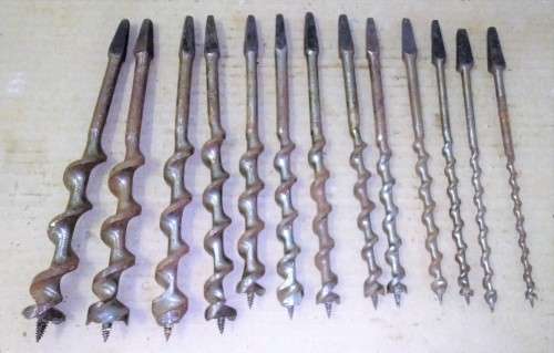 VINTAGE FOOTPRINT AUGER BITS - SET OF 13 WITH BOX  -Please C Pics N Description