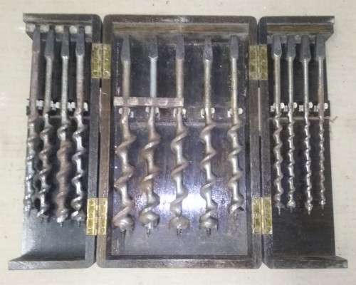 VINTAGE FOOTPRINT AUGER BITS - SET OF 13 WITH BOX  -Please C Pics N Description