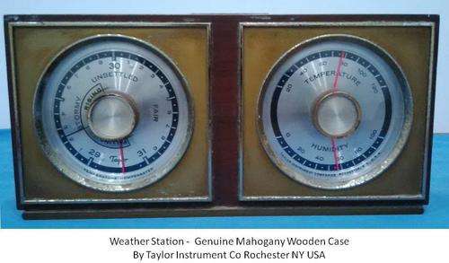 WEATHER STATION - GENUINE MAHOGANY CASE BY TAYLOR INSTRUMENT CO USA  - REF DESC