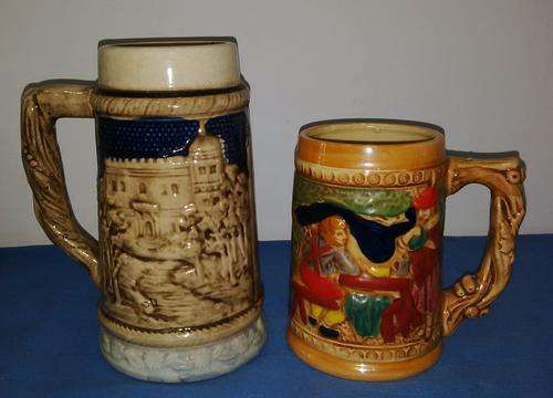 2 GERMAN STEINS/BEER BUGS 17cm & 12cm- Please refer to description for more info and postage