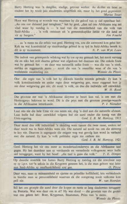 GEDENKBOEK VIR GENERAAL J B M HERTZOG - PROF P J NIENABER (1965)