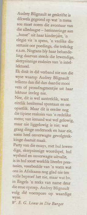 DIE BLYE DAE - AUDREY BLIGNAUT (6 DE DRUK 1971)